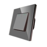 Intrerupator dublu Luxion LXD-MP004GF-GY, incastrat, rama din sticla inclusa, gri