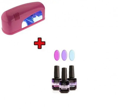 Kit test pastel- sistem UV/LED, 3X15ml + lampă UV cu un bec foto