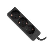 Prelungitor 3 prize Schuko, 1.5 m, cablu 3x1.5 mm&sup2;, 16A/3680W, IP20, negru, TED Electric TED001870