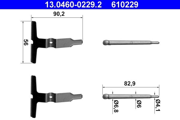 ATE 13.0460-0229.2 Set accesorii, placute frana