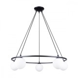 Candelabru Yoli Negru Oțel/Sticlă 5 Becuri Roată Modern De Interior