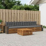 vidaXL Set de canapele de exterior cu pernă 5 pcs Natural și Antracit 3383010