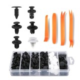 Cumpara ieftin Set 100 cleme auto universale pentru caroserie, dimensiuni multiple, cu 4 unelte de indepartare, pentru bara, aripi, usi si panouri