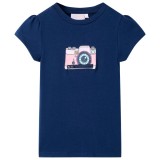 Tricou pentru copii, bleumarin, 128 GartenMobel Dekor, vidaXL