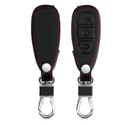 Husa Cheie Auto pentru Ford - 3 Butoane - Keyless Go, Piele ecologica, Negru, 42990.01 foto