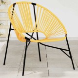 Scaun gradina tip ou Gossi, ratan PE negru/galben, cadru otel, 77x68.5x82 cm, exterior, rezistent UV