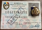 QW13 10 - 1993 - militar - Legitimatie Veteran de razboi cu insigna - anulata