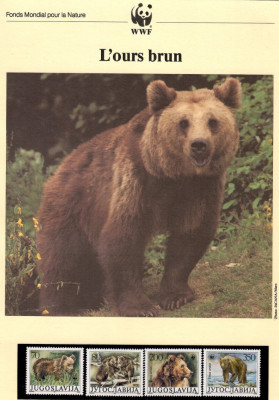 Jugoslavia 1988 - Ursul brun, Set WWF, 6 poze, MNH, (vezi descrierea) foto