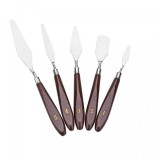 Set de 5 spatule pentru pictura material lemn si inox, dimensiuni de la 16.5 cm pana la 22.5 cm