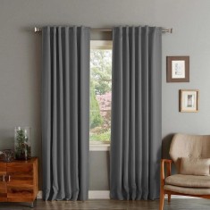 Draperie din catifea cu rejansa transparenta cu ate pentru galerie, Madison, 150x250 cm, densitate 700 g/ml, Shadow, 1 buc