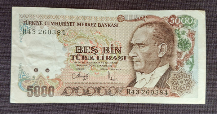 Turkey / Turcia - 5000 Lire (1970)