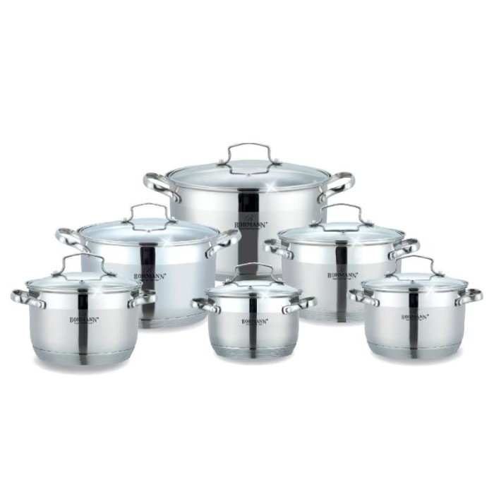 Set oale inox Bohmann, 12 piese, capace sticla, Argintiu