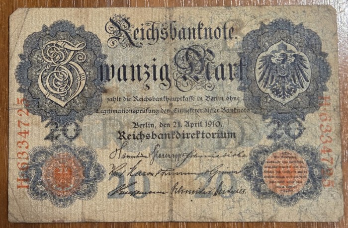 20 mark 1910, Germania