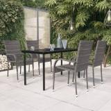 VidaXL Set mobilier de grădină, 5 piese, gri și negru