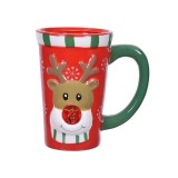 Cana de Craciun, ren cu clopotel, 3D, ceramica, 450 ml