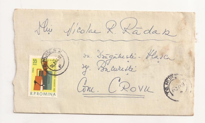 FD9 - Plic Circulat Intern, Crovu - Tg Mures , Include Corespondenta - 1964