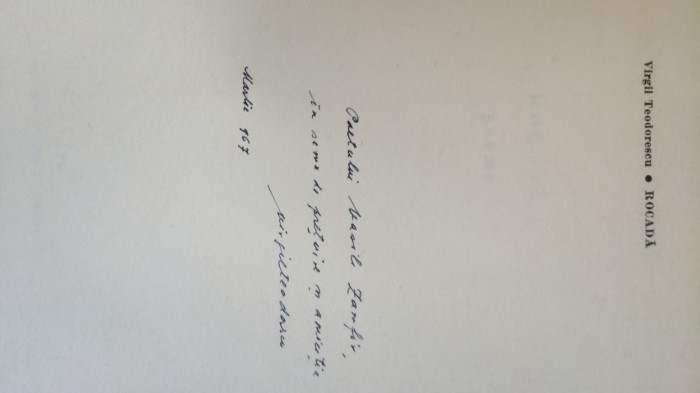 ROCADĂ- VIRGIL TEODORESCU CU DEDICATIE SI SEMNATURA-1967 X4.