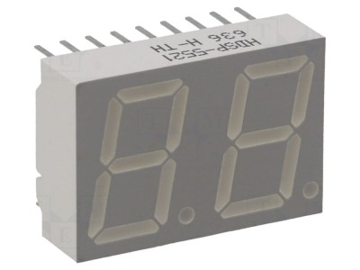 Afișaj LED 7 segmente 14,22mm roșu 2 cifre BROADCOM foto