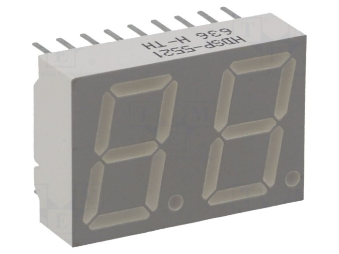 Afișaj LED 7 segmente 14,22mm roșu 2 cifre BROADCOM