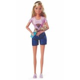 Papusa Steffi Love cu Vidra Pui Simba Toys, 30 cm, Membre Mobile, Plastic/Textil, +3 Ani