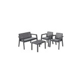 Set mobilier pentru gradina MCT Garden 2262, compus din 1 masa, 1 banca, 2 scaune, Grafit, Strend Pro