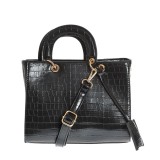 Geanta crossbody neagra cu aspect piele de sarpe