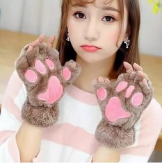 Manusi pisica neko chan cosplay cat anime otaku pufoase - maro foto