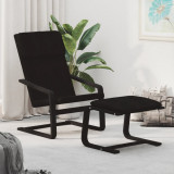 Scaun de relaxare cu taburet, negru, textil GartenMobel Dekor, vidaXL