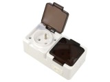 Conector alimentare AC 2P+PE, 250VAC, 16A, albă - soclu pentru perete
