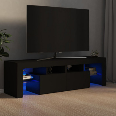 vidaXL Comodă TV cu lumini LED, negru, 140x36,5x40 cm foto