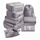 Set 8 huse organizare bagaj flippy, material poliester, impermeabil, cu fermoar, pentru calatorii sau dulap, sac pentru pantofi inclus, pliabil, gri