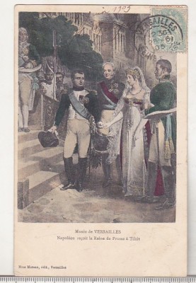 bnk cp Franta - Versailles - Napoleon si regina Prusiei la Tilsit - circulata 1905 foto
