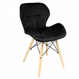 Scaun stil scandinav, catifea, negru si natur, 46x50x73 cm, Velvet