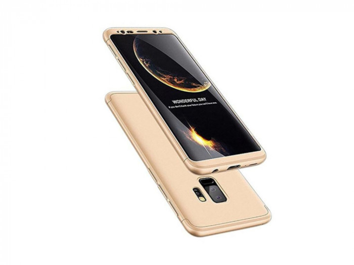 Husa Telefon Plastic Samsung Galaxy S9+ g965 360 Full Cover Gold