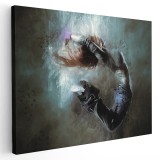 Tablou canvas femeie salt dans hip-hop albastru, maro, negru 1246 Tablou canvas pe panza CU RAMA 60x90 cm