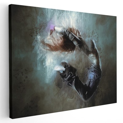 Tablou canvas femeie salt dans hip-hop albastru, maro, negru 1246 Tablou canvas pe panza CU RAMA 70x100 cm foto