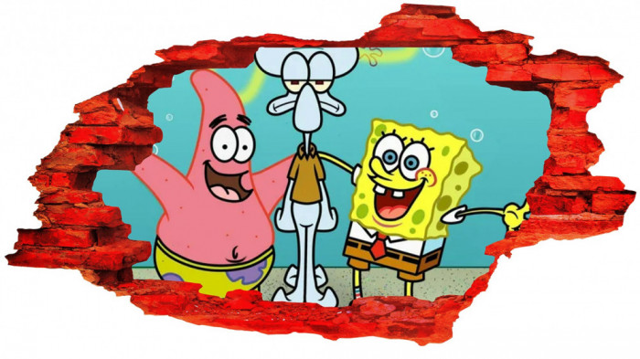 Sticker decorativ, SpongeBob, Turcoaz, 90 cm, 8329ST-1