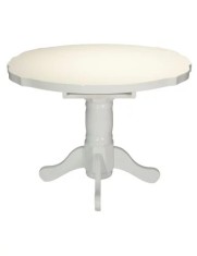 Masa living si bucatarie extensibila SB Fan, MDF Furniruit, structura lemn masiv, 4 persoane, 100-133,5x99x74 cm, alb