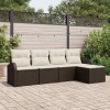 VidaXL Set de canapele pentru grădină 5 pcs maro și alb Rattan poli 3354667