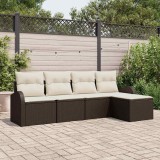 VidaXL Set de canapele pentru grădină cu pernă 5 pcs Maro Rattan poli