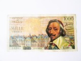 Rara! Franta 1000 Francs 1955(nu este din 1954/1956 anii &icirc;n care sunt mai comune) Richelieu,bancnota din imagini la cel mai mic preț