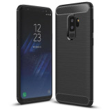 Husa Back Case Carbon din Silicon compatibila cu Samsung Galaxy S9 Plus - Negru, Soumixpro