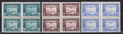 ROMANIA 1931 TIMBRUL AVIATIEI AVION BLOCURI DE 4 TIMBRE MNH foto