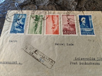 Plic circulat interbelic,1939 Sighisoara, seria completa N. Grigorescu, 5 valori foto
