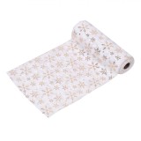 Tesatură Decorativă Crăciun, Blană Artificială, Fulguri Aurii, Alb, 2.5m x 24cm, Oem