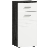 kleankin Dulap Baie din Lemn cu Sertar și Rafturi, Design Alb și Negru | Aosom Romania