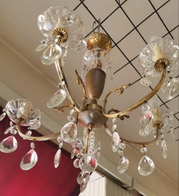 Candelabru din bronz masiv și elemente cristal foto