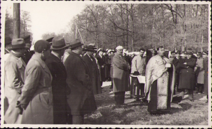 HST P1620 Poză slujbă religioasă anii 1930 Rom&acirc;nia Straja Țării preot ofițeri
