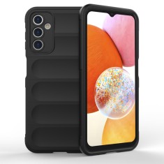 Husa pentru samsung galaxy a14 4g / a14 5g, antisoc, margini striatii, magic shield, black foto
