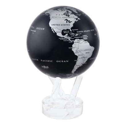 Glob rotativ MOVA, solar si magnetic, model harta argintiu-negru foto